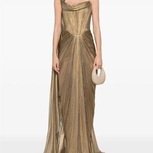 Elegant Strapless Gold Gown